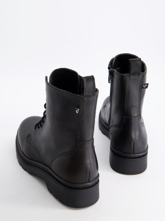 Black leather military boots - Fanny