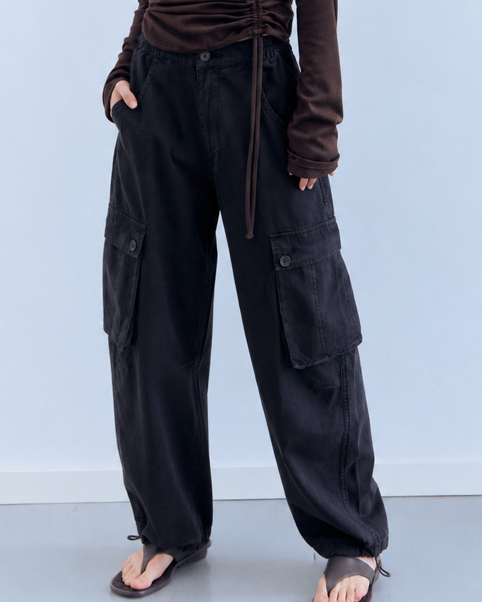 Pantalones cargo baggy ajustables - Cofee