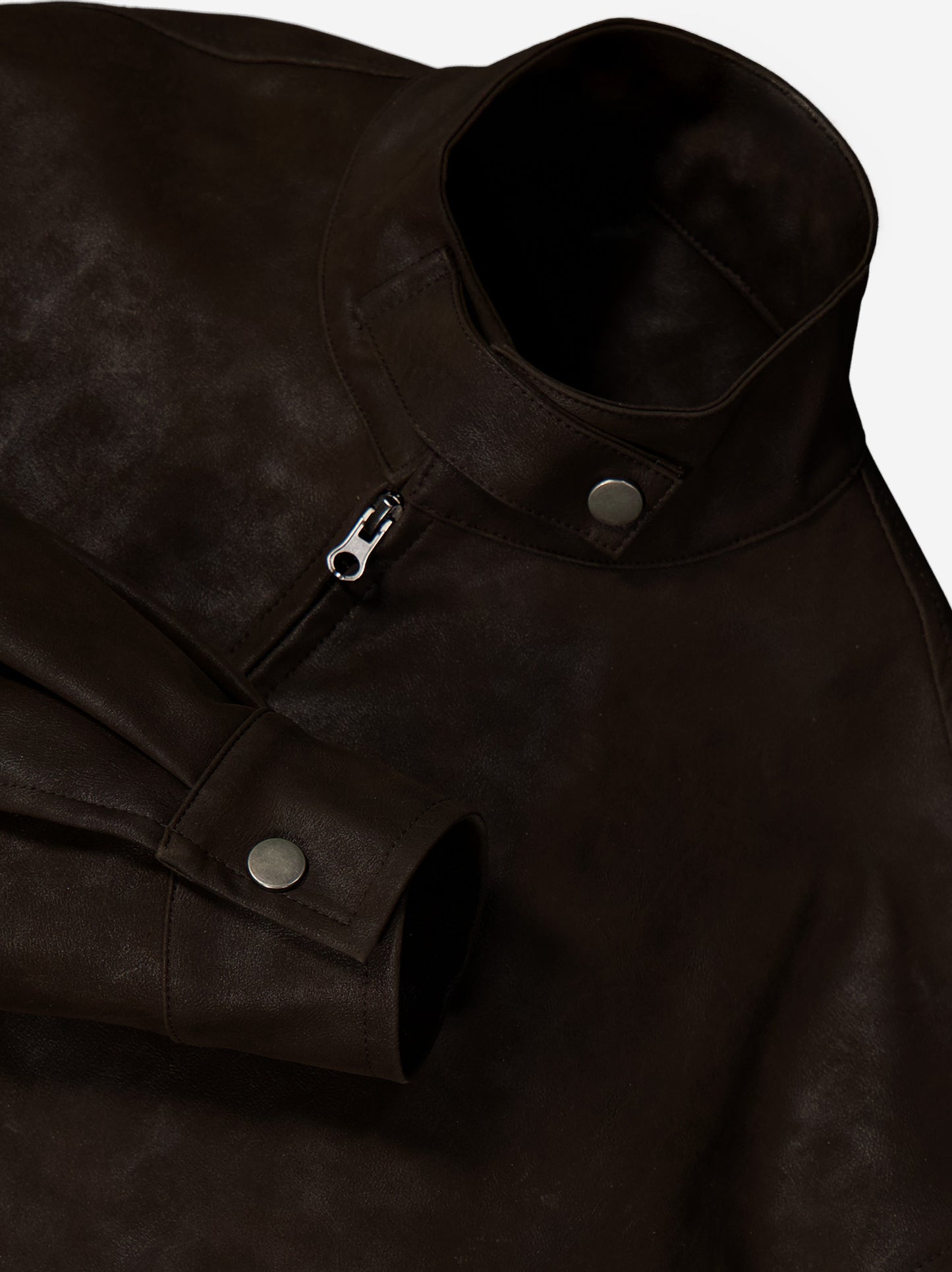Brown Faux Leather Jacket - Estel