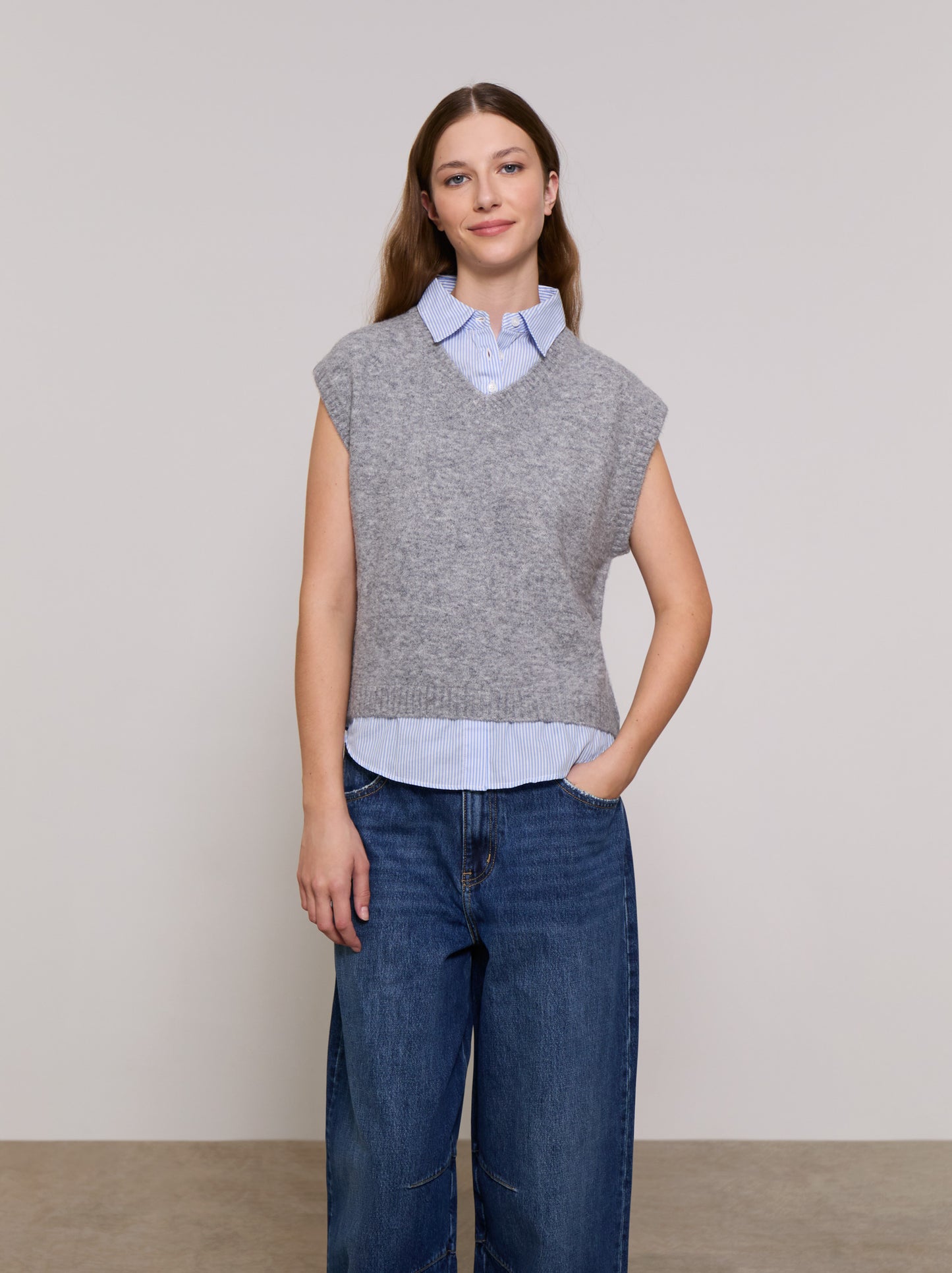 Chaleco punto con camisa - ULK Joile