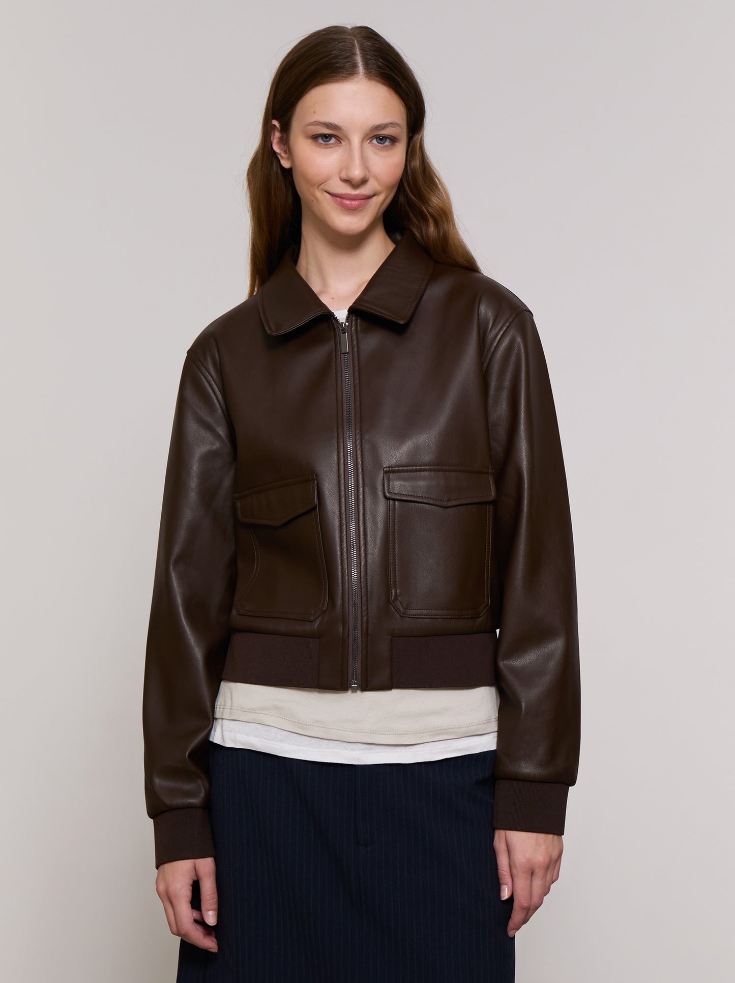Short faux leather jacket - ULK Farah