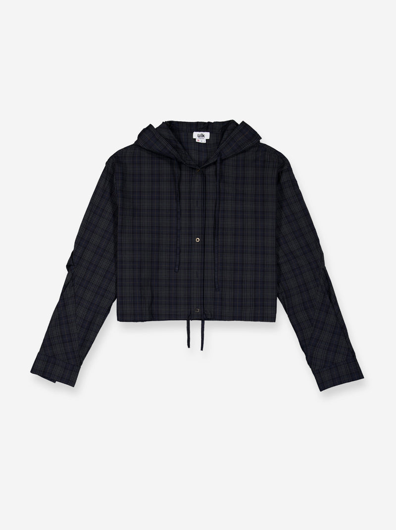 Chaqueta cropped a cuadros - Latte