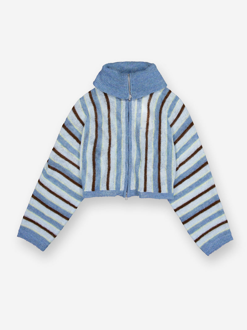 Chaqueta de punto cropped a rayas con cuello fold-over - Luzia