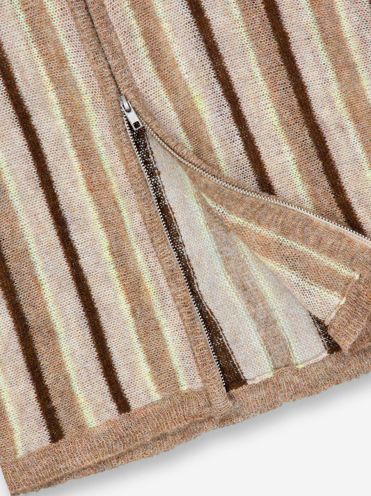 Striped cropped knit jacket with fold-over collar - Luzia