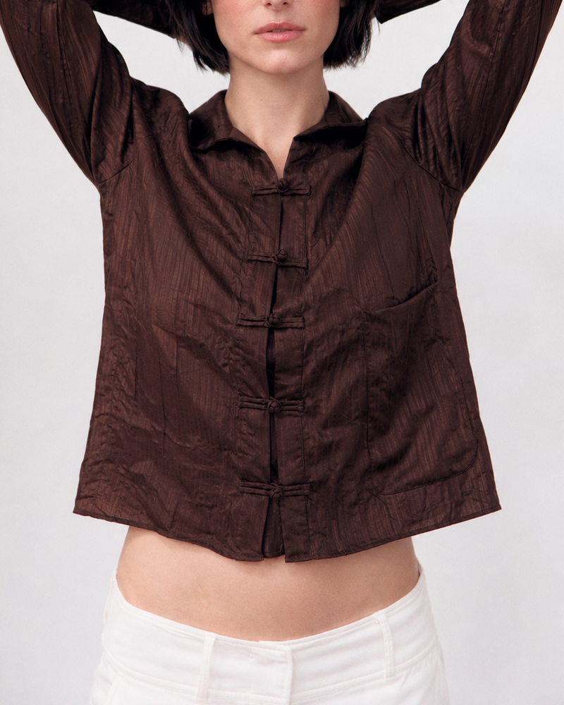 Crinkle-finish shirt with knot buttons - Davis
