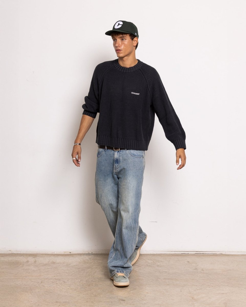 Coolway Black Knit Sweater - Jersey de manga larga en punto
