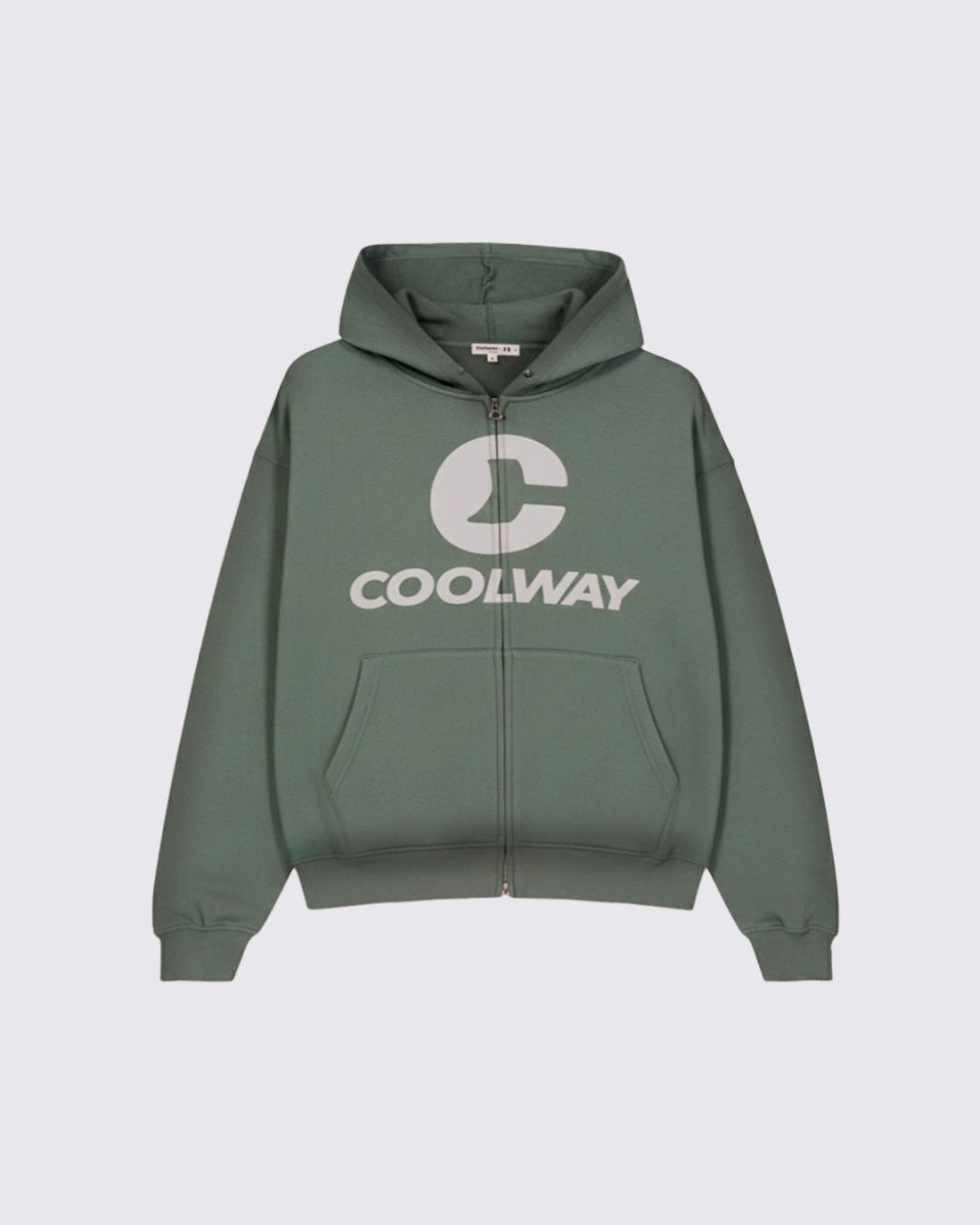 Coolway Break Green Zipped Hoodie - Sudadera con cremallera y capucha