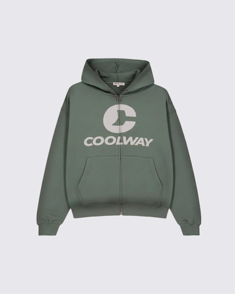Coolway Break Green Zipped Hoodie - Sudadera con cremallera y capucha