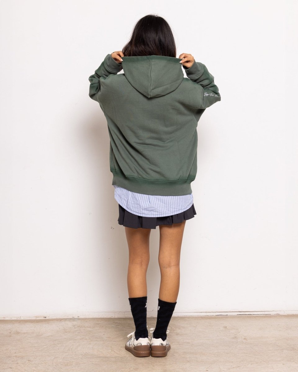 Coolway Break Green Zipped Hoodie - Sudadera con cremallera y capucha