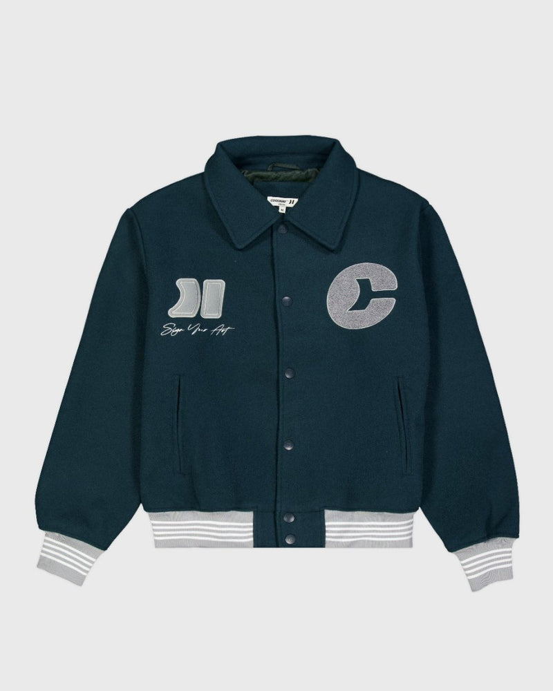 Coolway Dark Green Varsity - Chaqueta deportiva retro