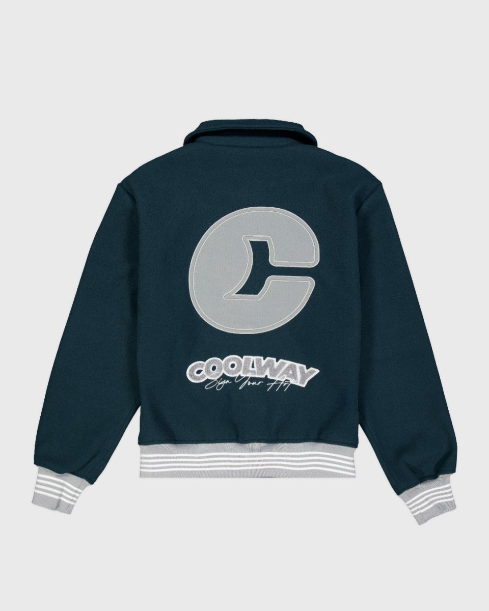 Coolway Dark Green Varsity - Chaqueta deportiva retro