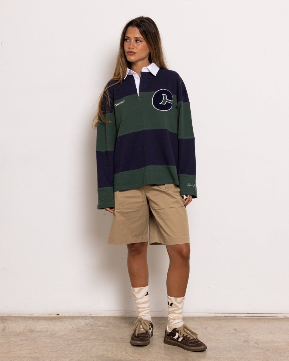 Coolway Field Green Polo - Camiseta a rayas manga larga