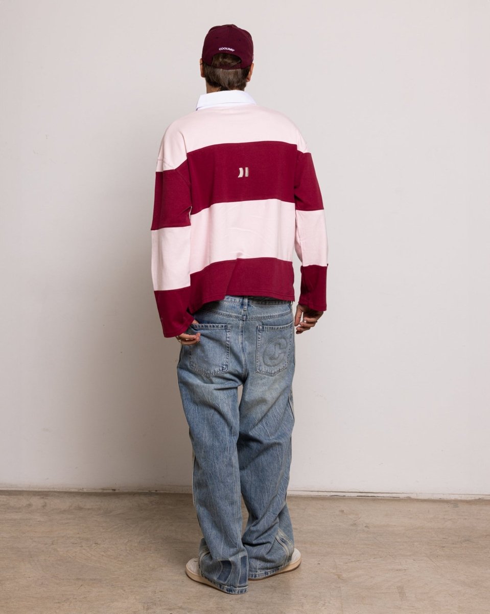 Coolway Field Strawberry Polo - Camiseta a rayas manga larga