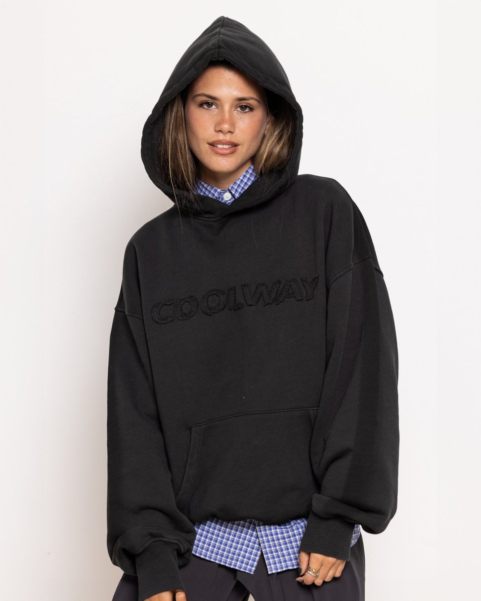 Coolway Washed Black Hoodie - Sudadera con capucha
