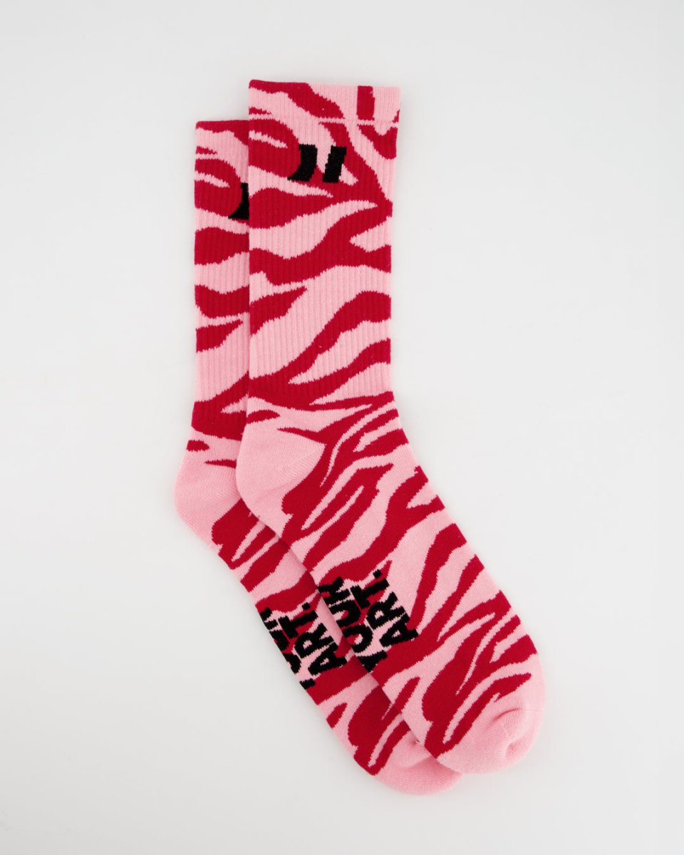 Coolway Zebra Red Socks - Calcetines de caña media animal print