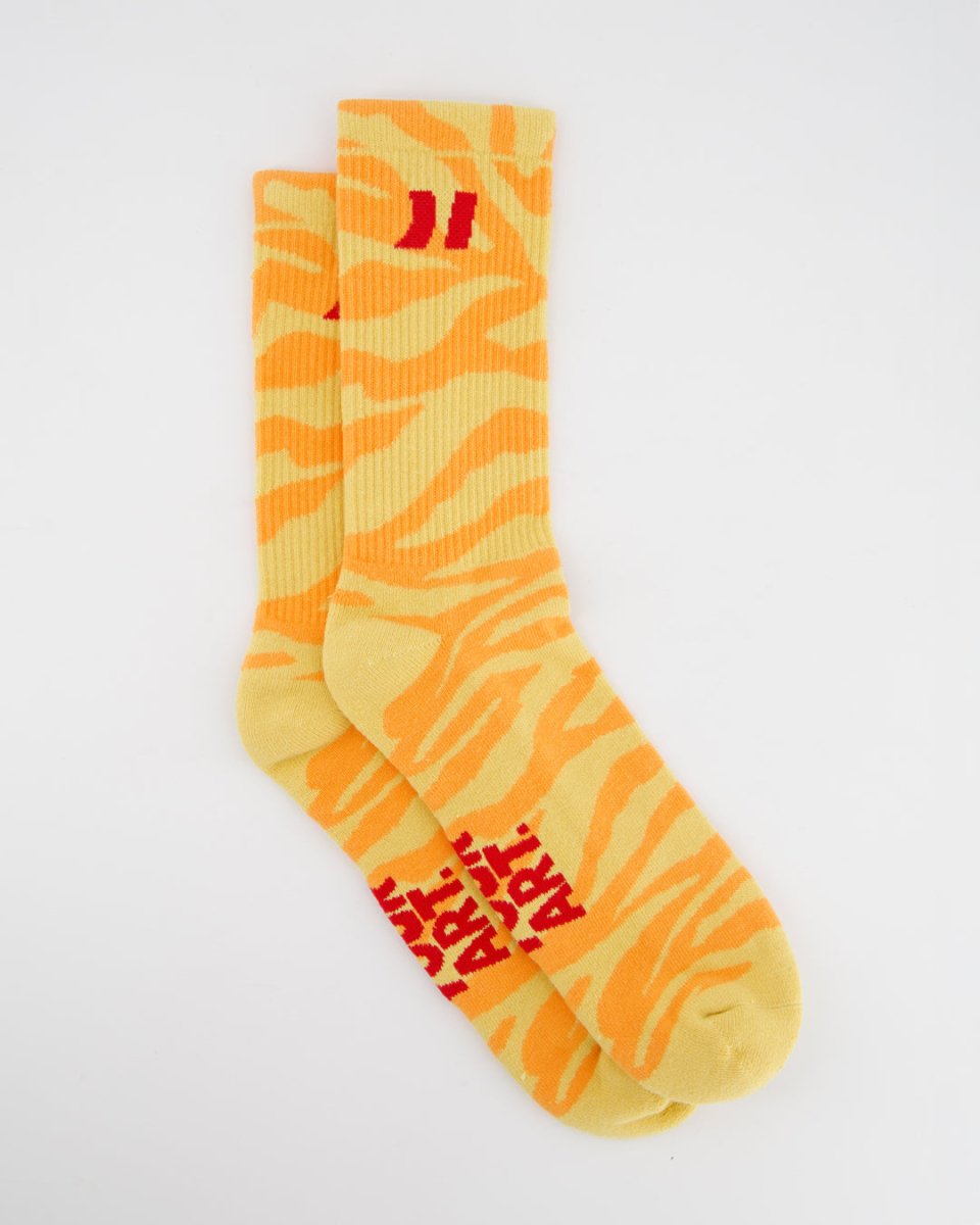 Coolway Zebra Yellow Socks - Animal print mid-calf socks