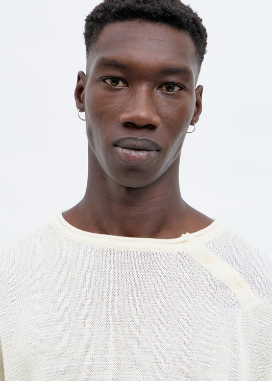 Knit jumper with asymmetrical neck fastening - Flud