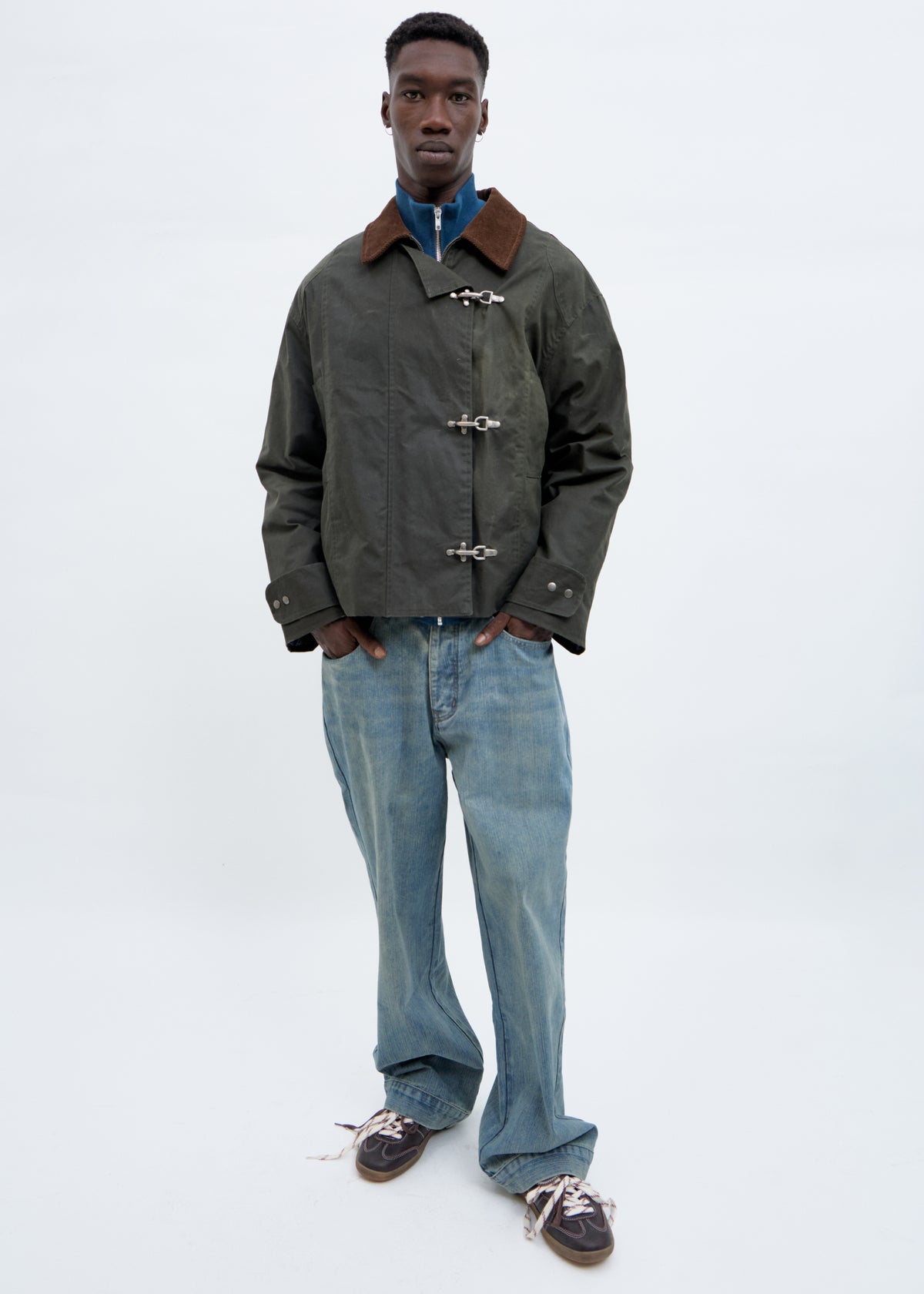 Utility jacket with metal fasteners - Layla