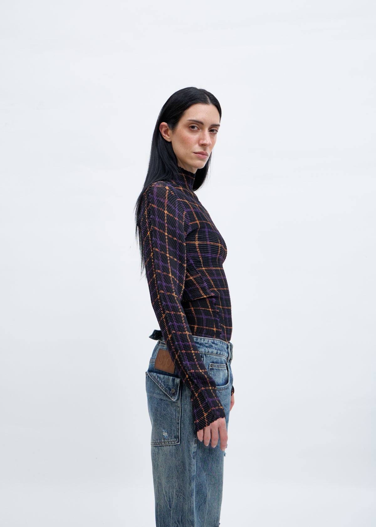 Top de Cuello Alto a Cuadros - Wabi