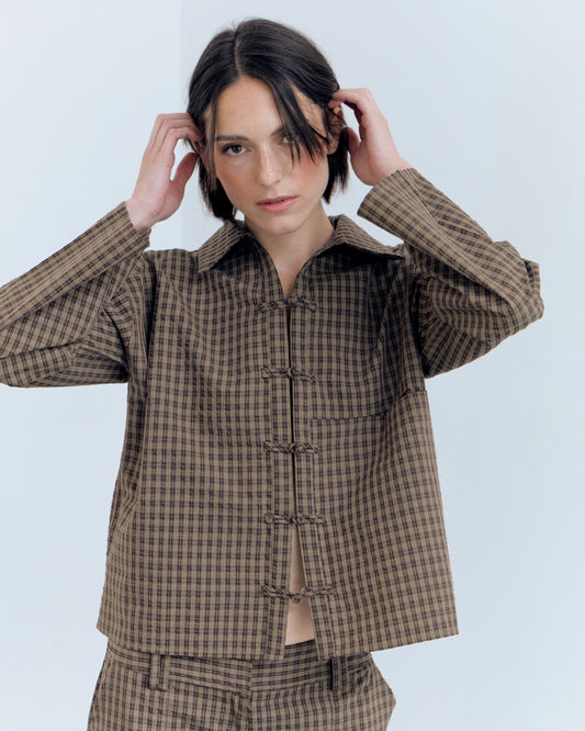 Camisa a cuadros con botones de nudo - Davis