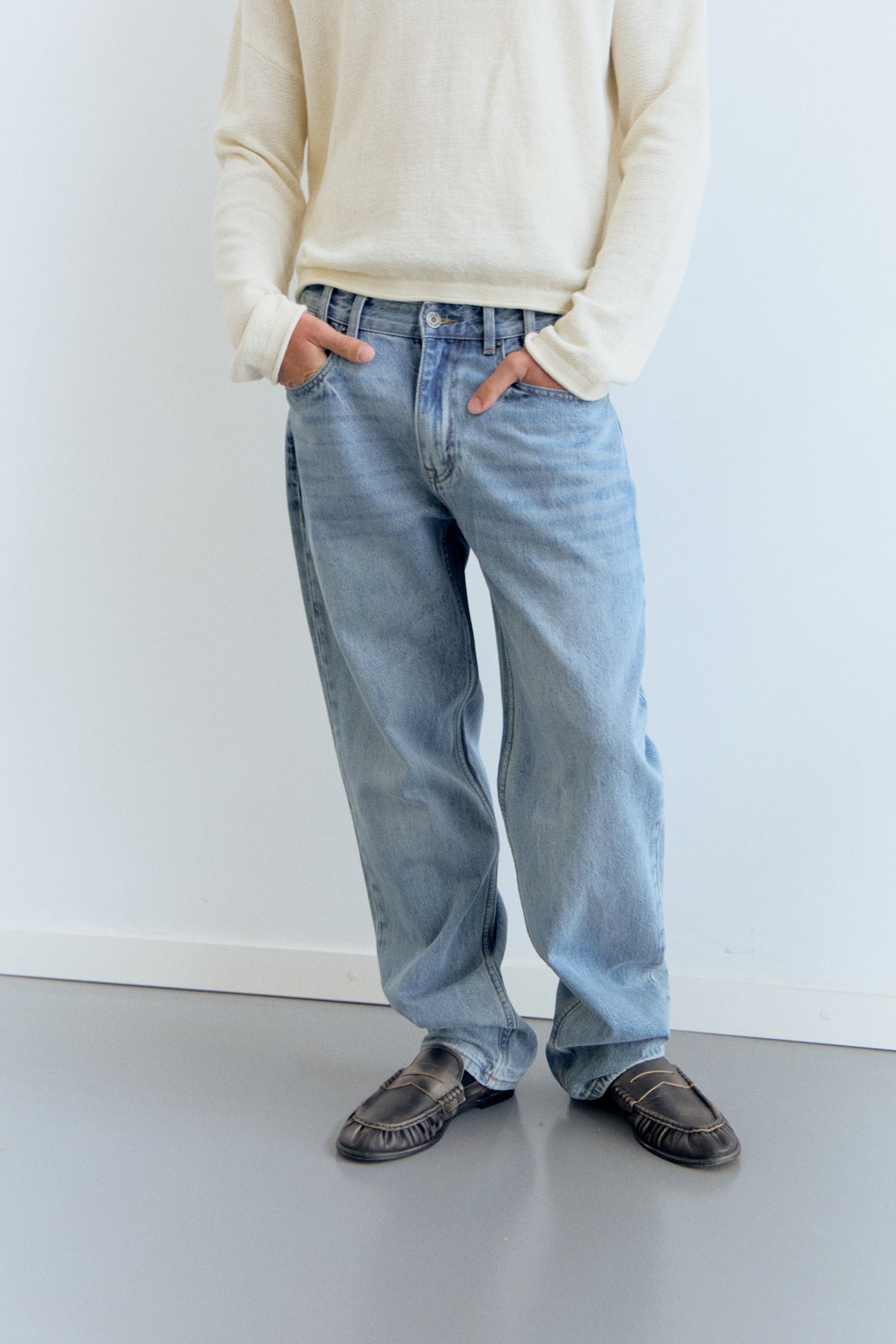 Jeans straight fit efecto lavado Thik