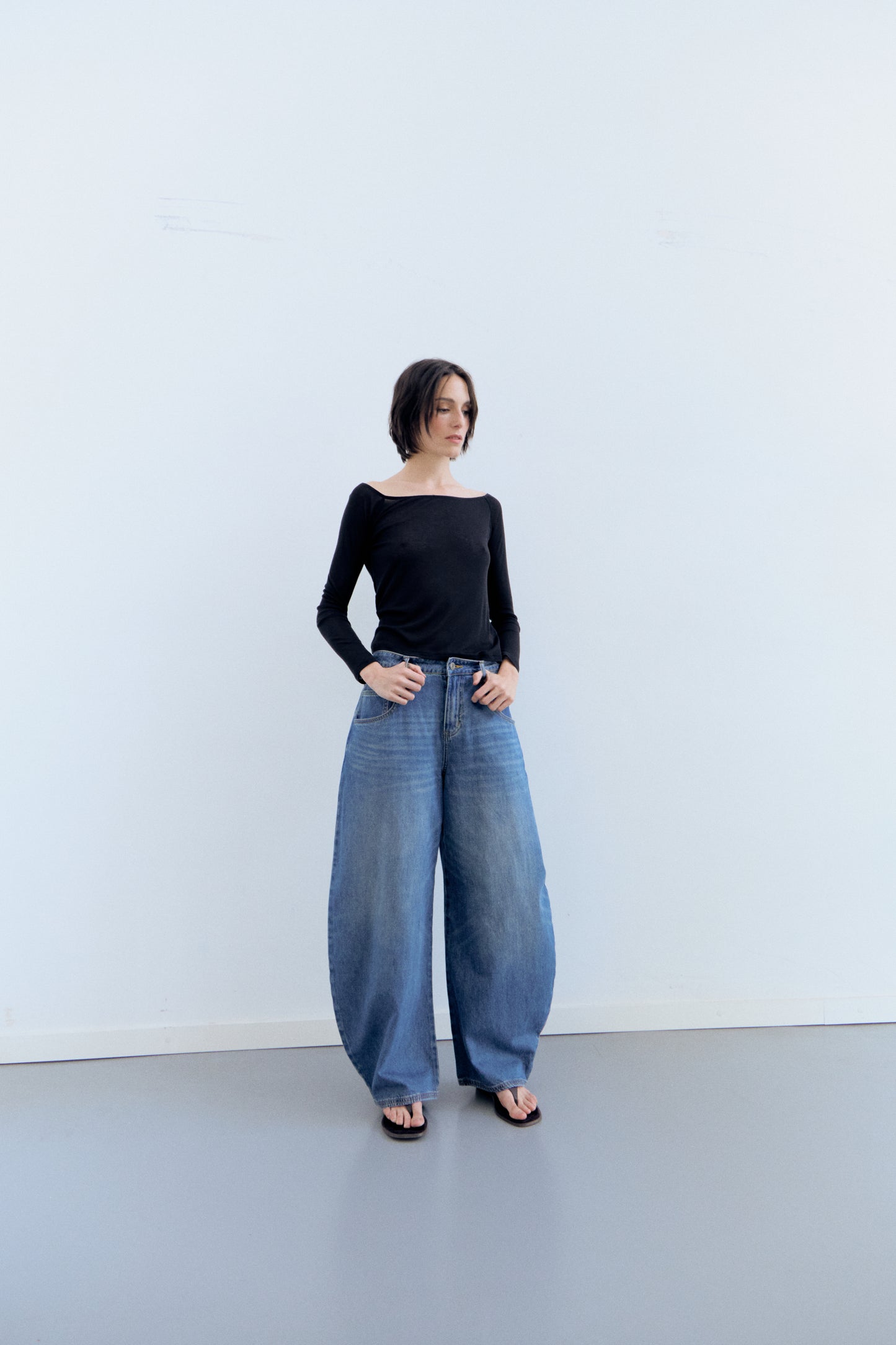 Jeans wide leg azul lavado - Sos