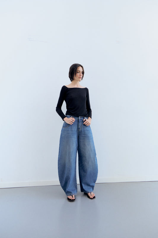 Jeans wide leg azul lavado - Sos