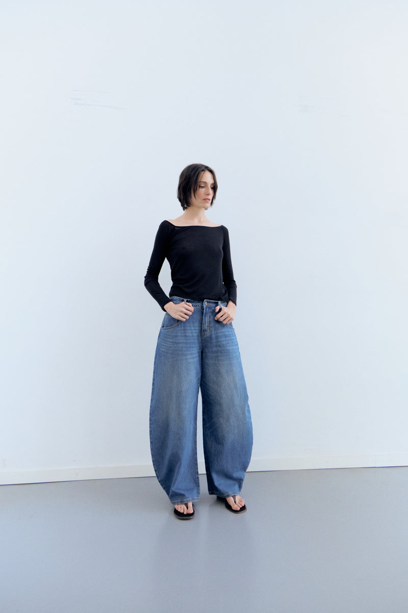 Jeans wide leg azul lavado - Sos
