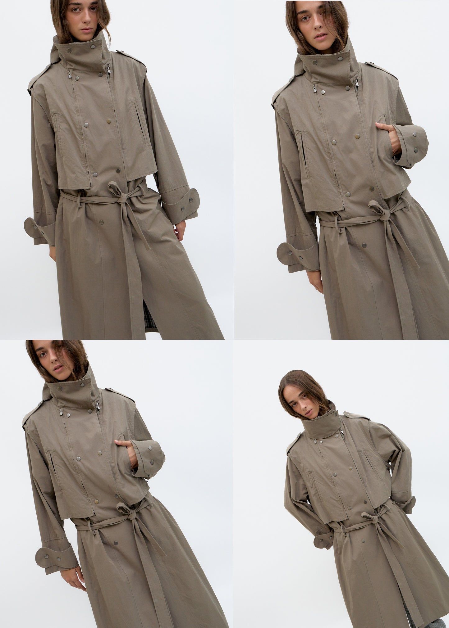 Trench coat with convertible top panel - Mawi