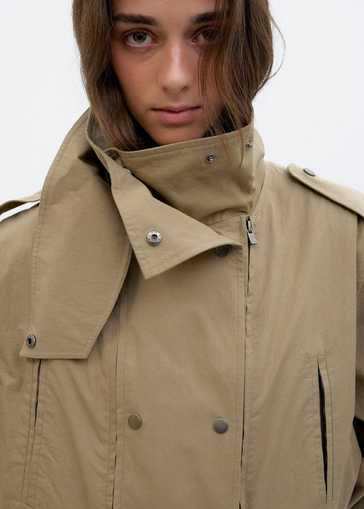 Trench coat with convertible top panel - Mawi