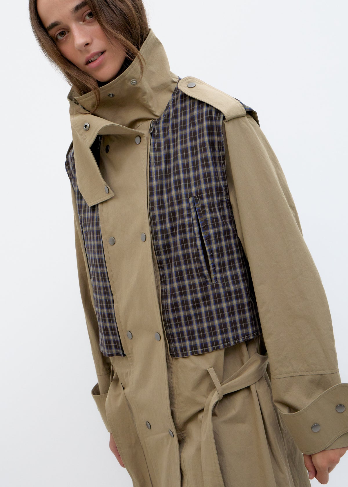 Trench coat with convertible top panel - Mawi