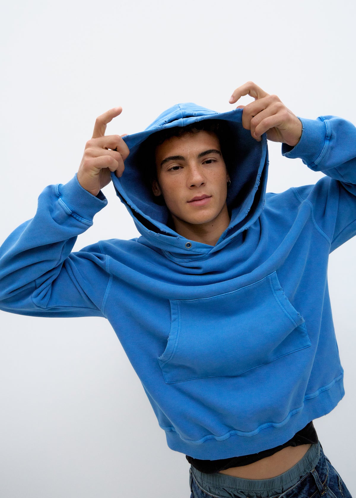 Hooded fleece sweatshirt with double hood 222