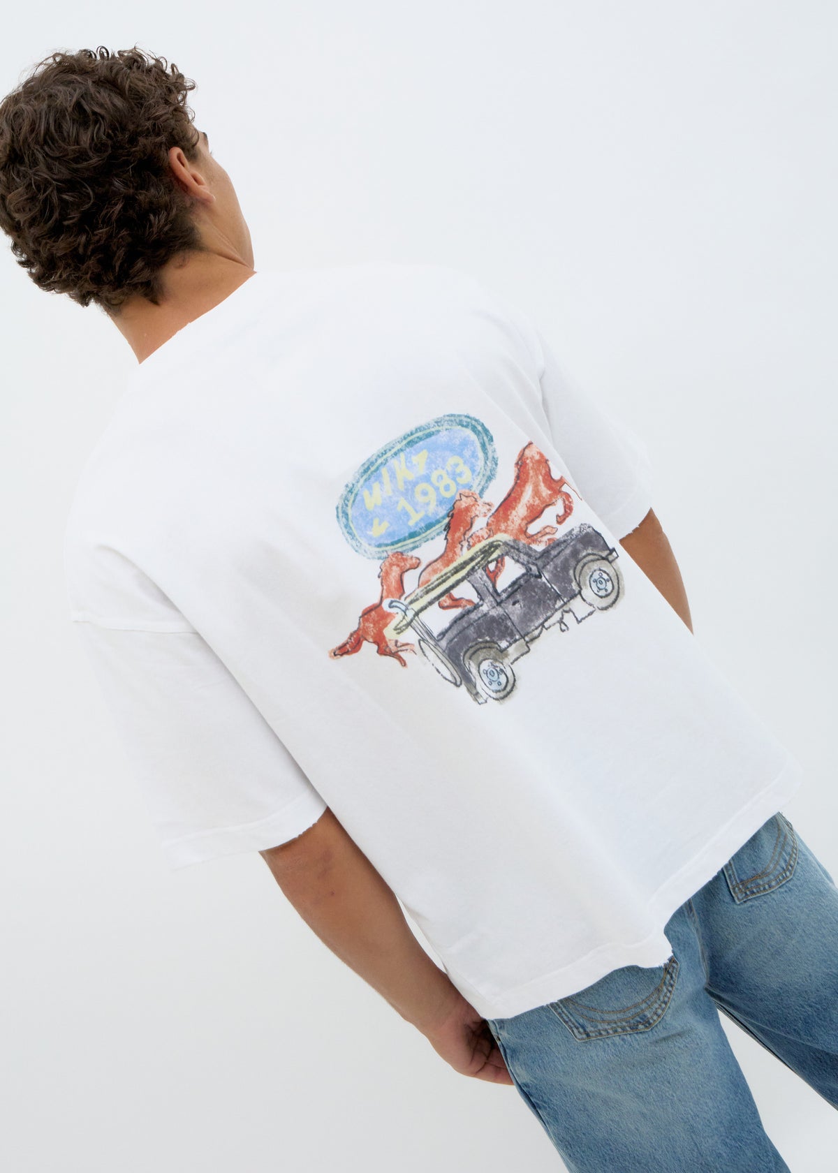 White short sleeve t-shirt with print - Hame
