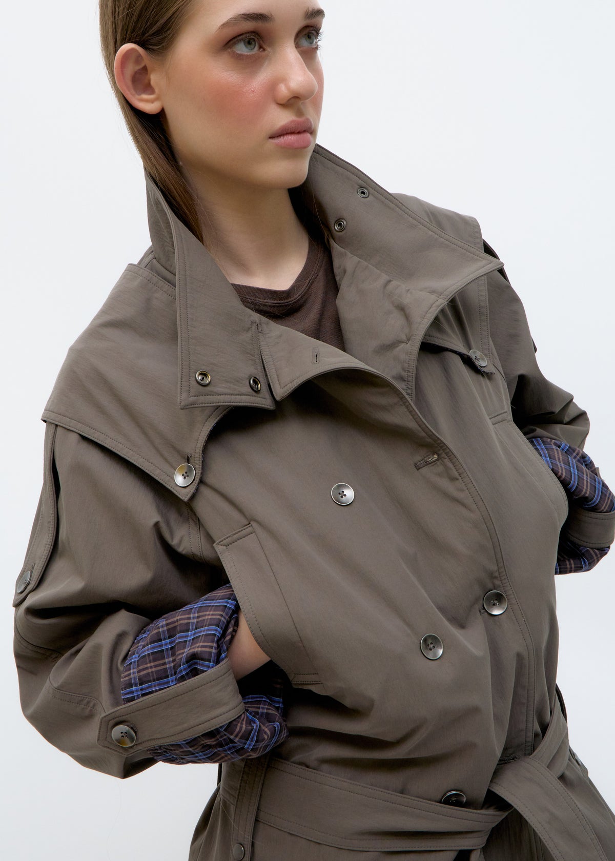 Trench Coat With Detachable Collar - Welli