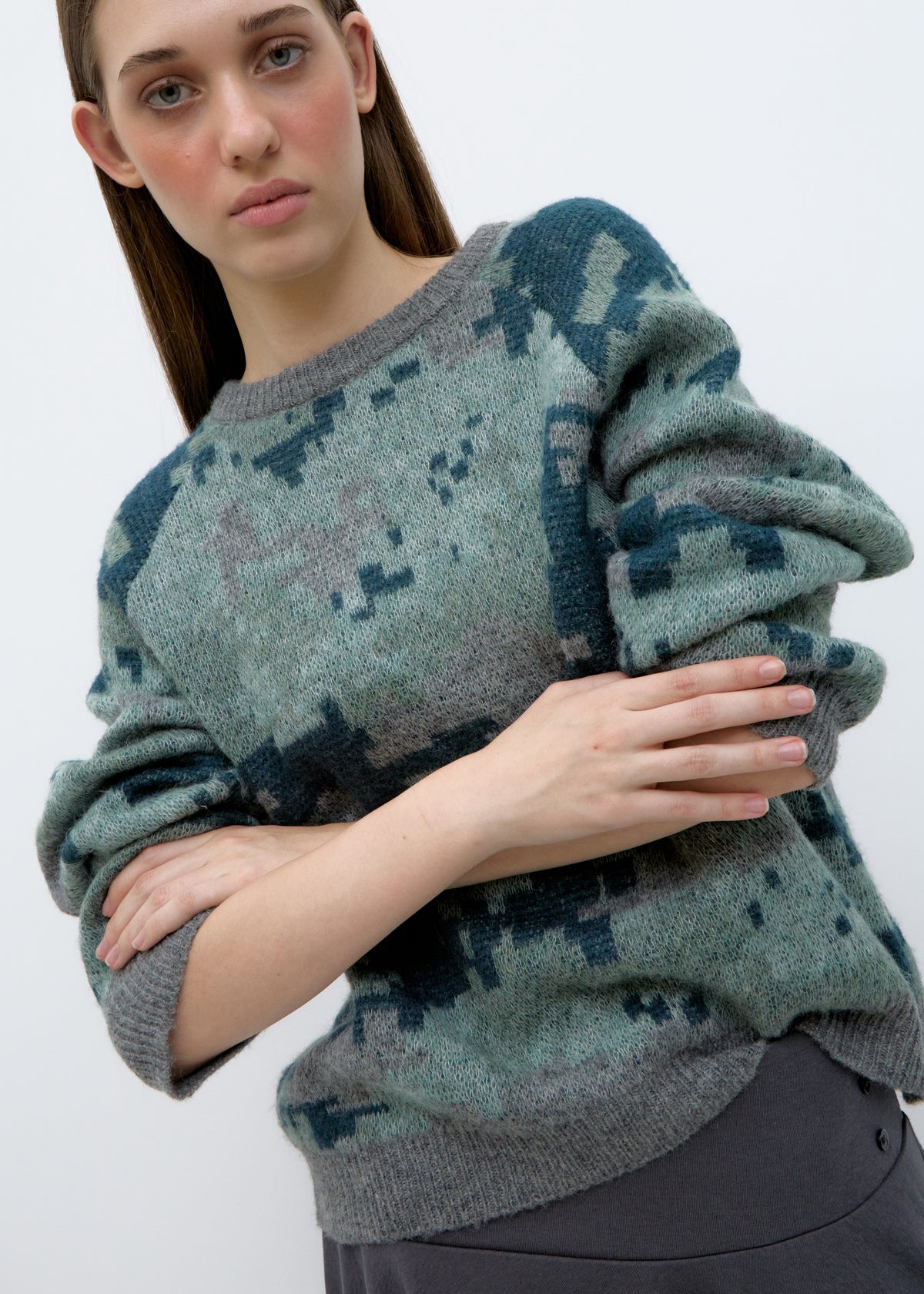 AGA pixel camo knit sweater