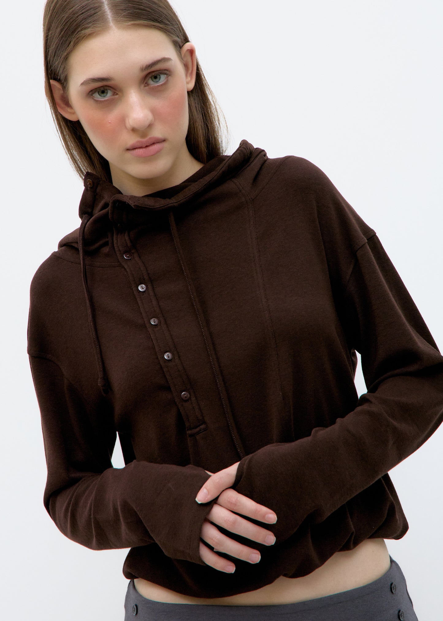 Sudadera asimétrica marrón - Uno