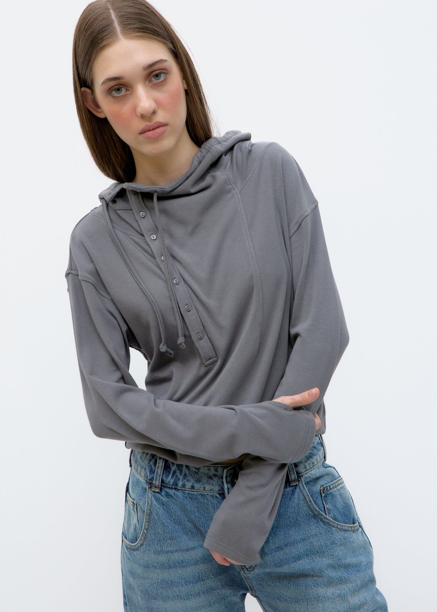 Sudadera asimética gris - Uno