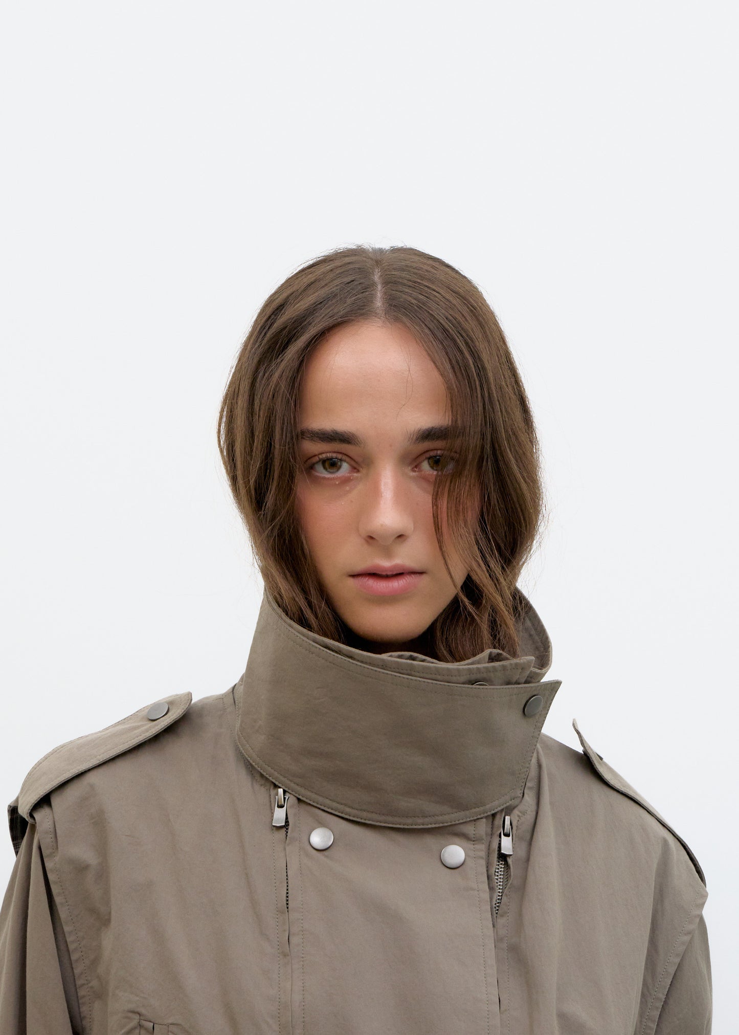 Trench coat with convertible top panel - Mawi
