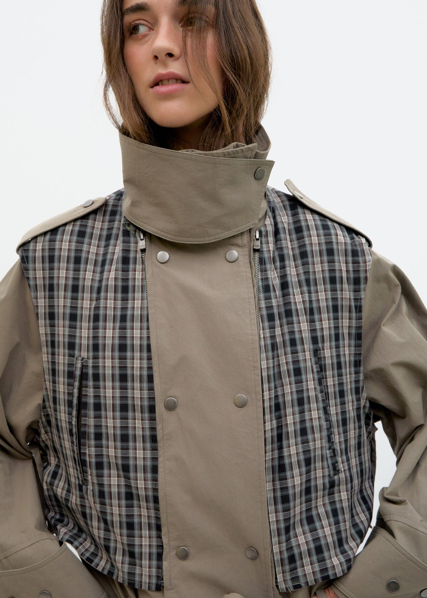 Trench coat with convertible top panel - Mawi