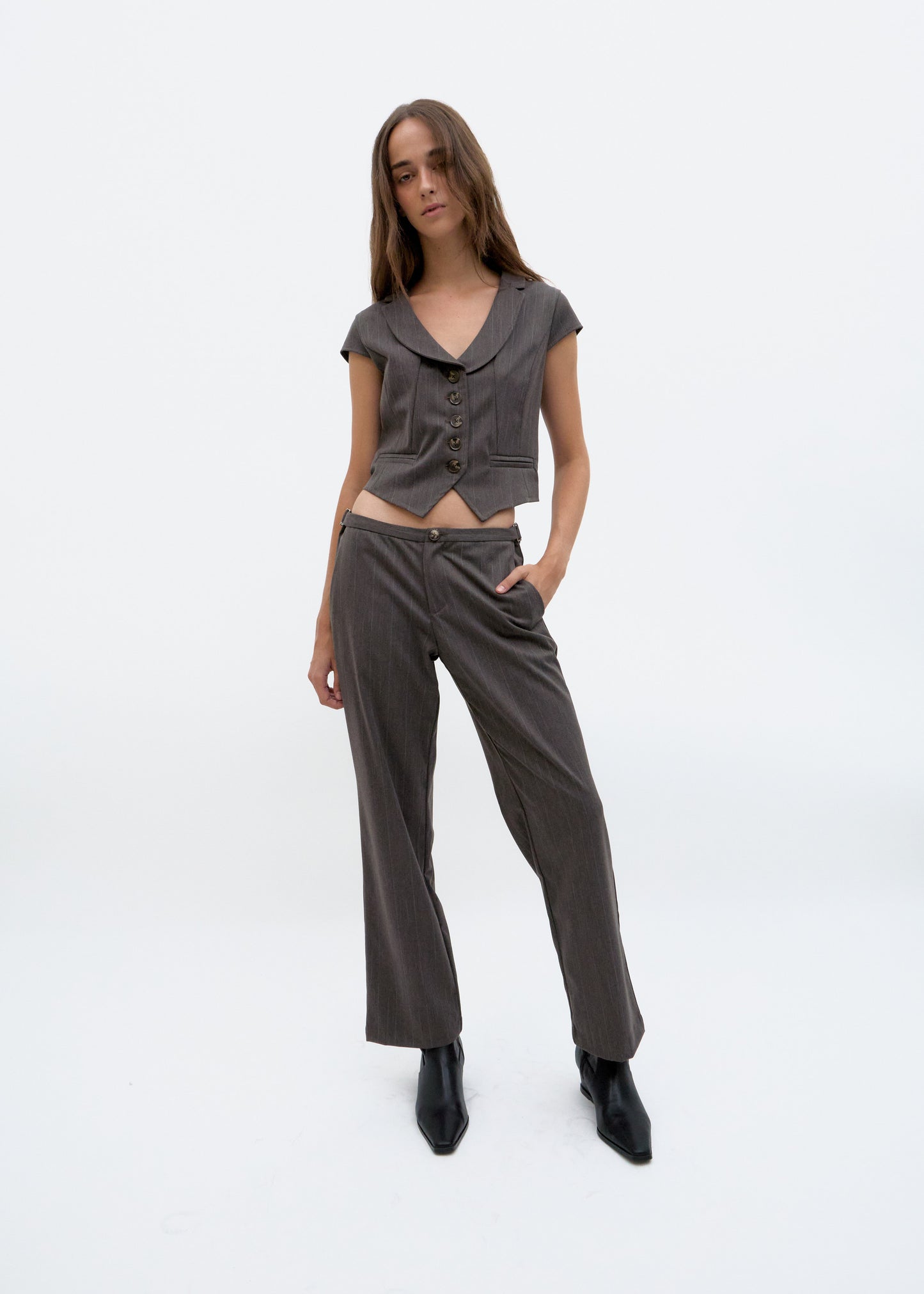 Pinstripe Cropped Vest - Vitotop
