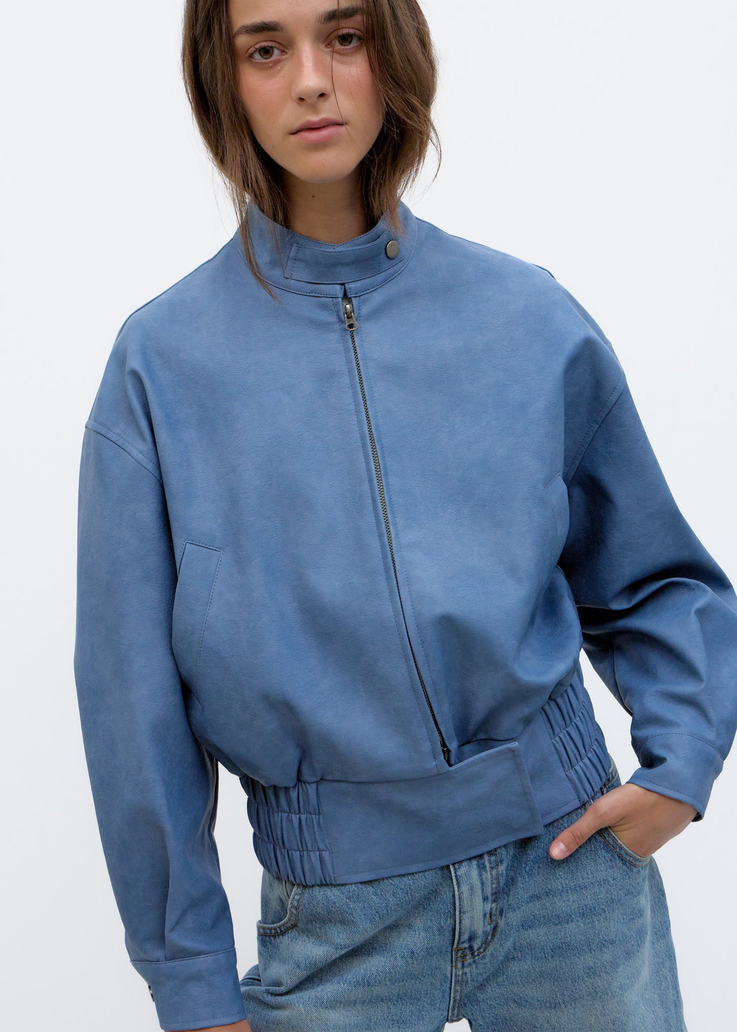 Cazadora Efecto Piel Azul - Estel