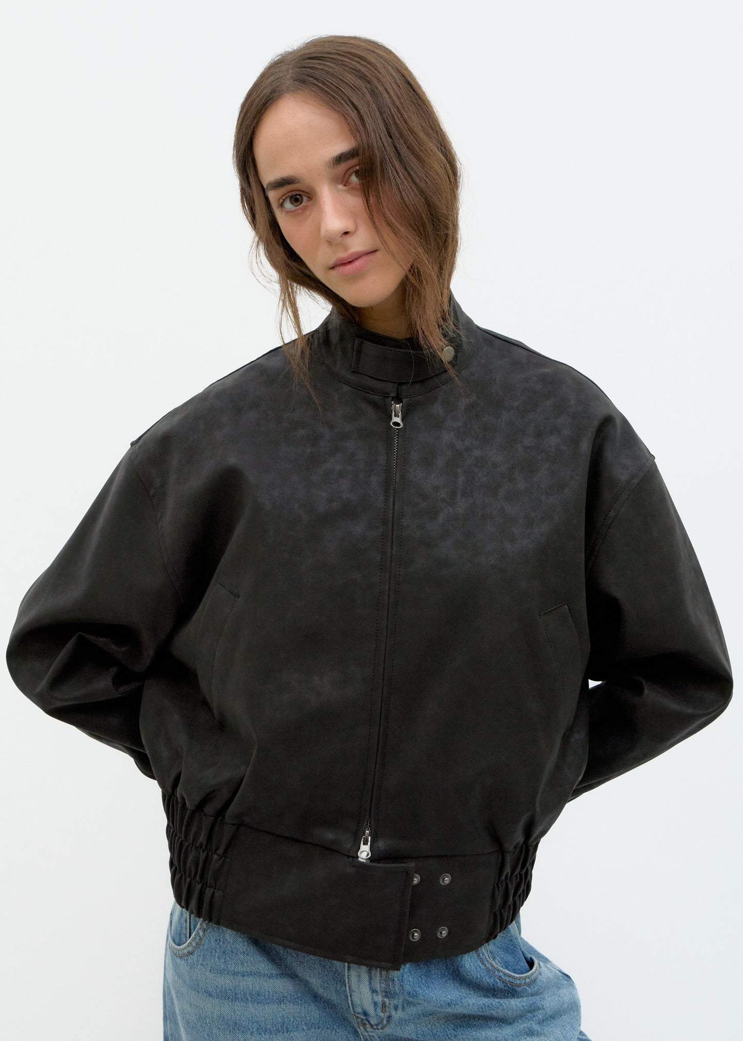 Black Leather-Effect Jacket - Estel