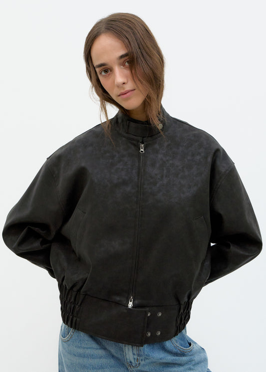 Black Leather-Effect Jacket - Estel