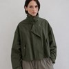 High-neck technical jacket with ruched sleeves - Gemms