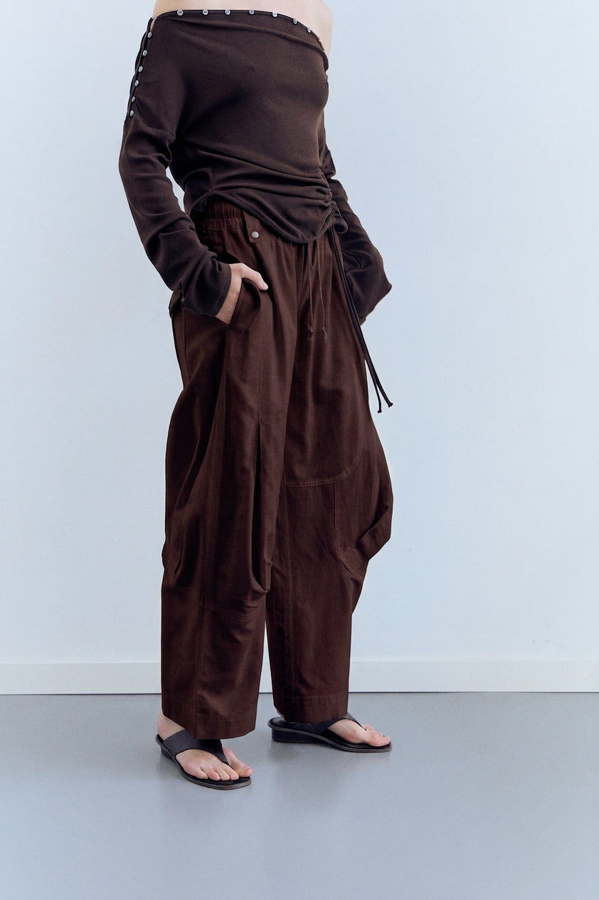 Pantalón Cargo De Lino  Marrón - Nuca