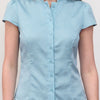 Camisa satinada azul con estampado jacquard - Rin