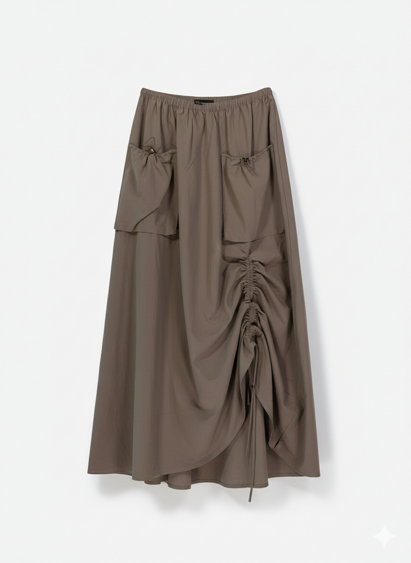 Long technical skirt with adjustable ruching - Solis
