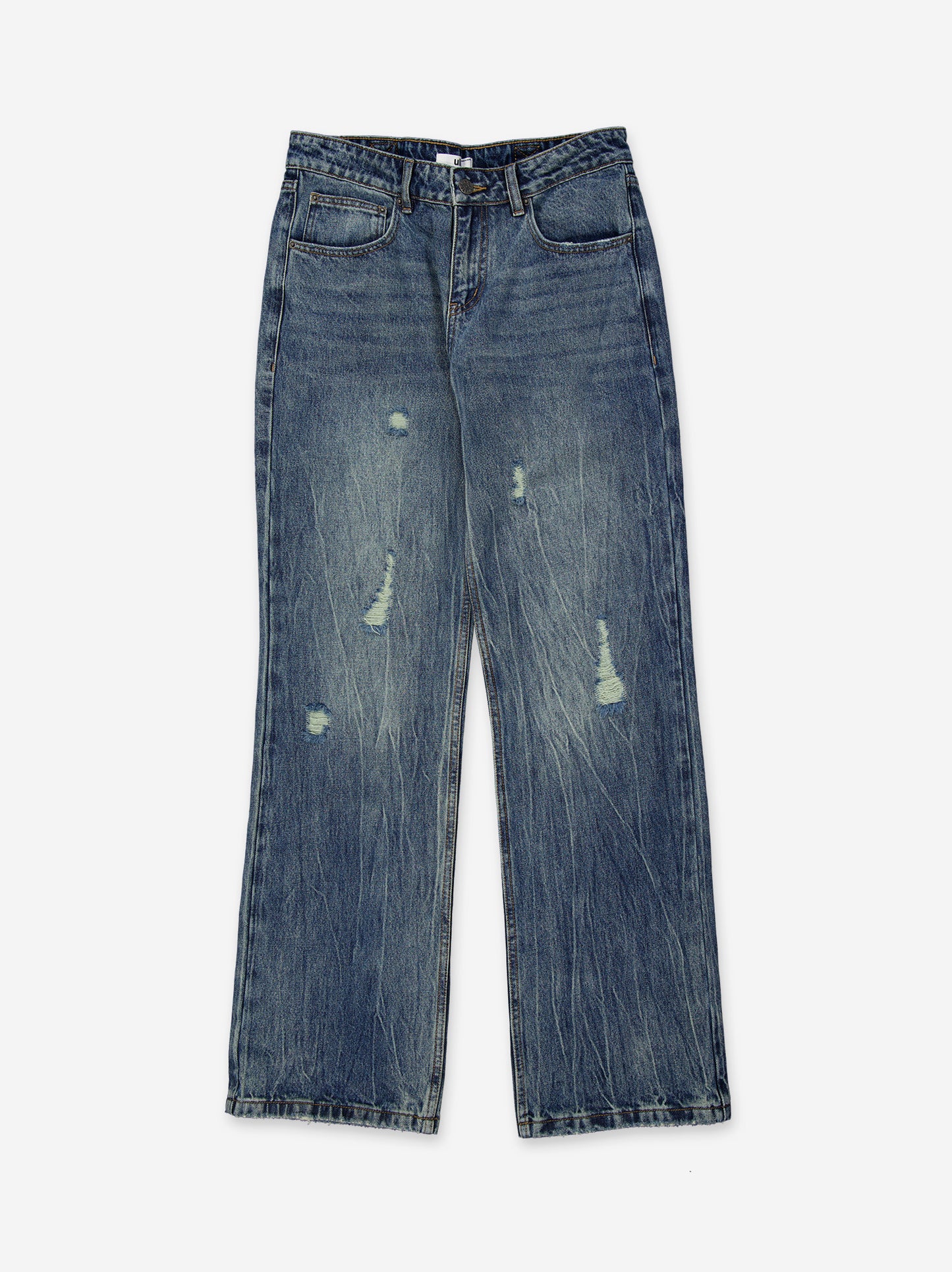Jeans Rectos Desgastados - Val Demin