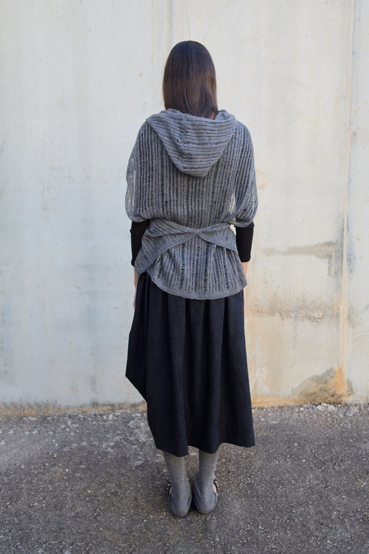 Multi-position knitted cardigan with hood - Venus