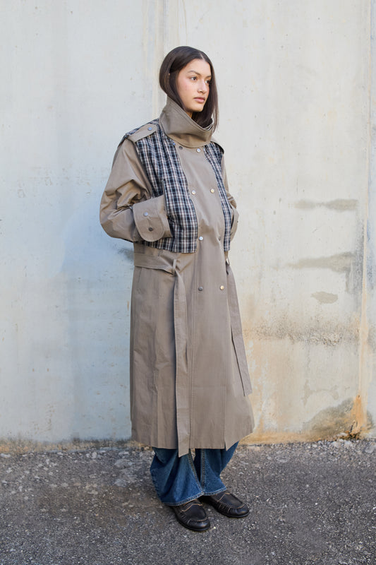 Trench coat with convertible top panel - Mawi